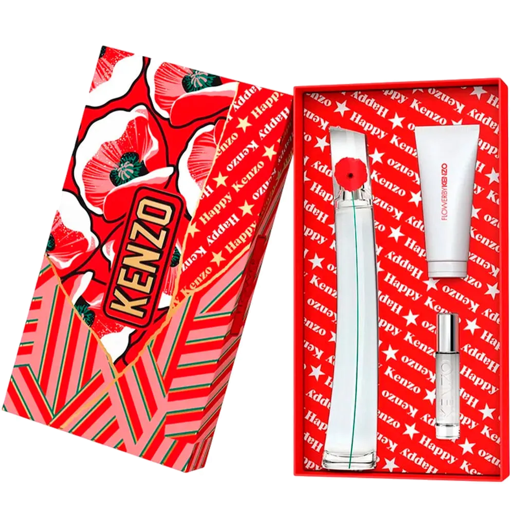 KENZO KIT KENZO FLOWER EDP 100ML + EDP 10ML + HID.PERFUMADO 75ML 